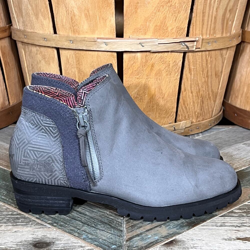 The North Face Bridgeton Zip Bootie Gray Nubuck Waterproof Ankle Boots Womens 6